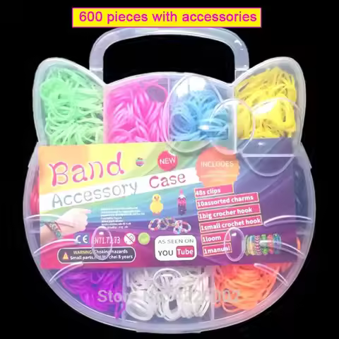 Colorful Rubber Bands Loom Elastic DIY Set Box Girls Gift Weaving Bracelet Tool Kit Kids Arts Crafts