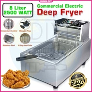 8L 2.5kw Commercial Stainless Steel Single Tank Electric Deep Fryer Dapur Goreng Elektrik Ayam Goreng Kentang Goreng