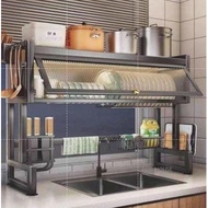 Dish Cabinet Rack With Cover Plate Sink Organizer Drainer White 85Cm Kitchen Organizer Plate Drying