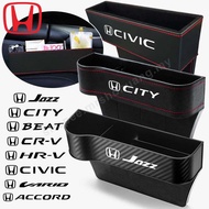 Car Seat Storage Box For Honda City Jazz Beat Civic Accord HRV Crv C70 Rs150 Carbon Fiber Leather Seat Side Pocket Seat Gap Storage Organizer Box Car Accessories Interior