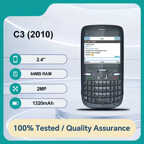 Original Unlocked C3 (2010) C3-00 2MP Camera Bluetooth Mobile Phone 1320mAh Good Condition