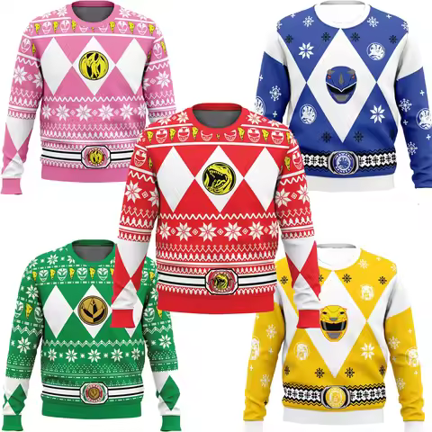 Autumn&Winter Kid's Collection Morphin Multi Color Ranger Power Ranger Ugly Christmas Sweatshirt Cos