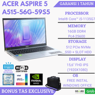 LAPTOP ACER ASPIRE 5 A515-56G-59S5 i5-1135G7 RAM 16GB SSD 512GB+1 SLOT HDD 15.6"FHD MX450 (2GB) WIN 11