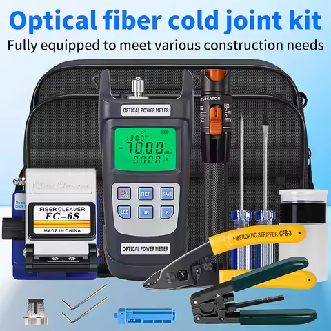 FTTH Fiber Optic Tool Kit With AUA-Y710A Optical Power Meter 10MW Visual Fault Locator FC-6S Fiber C