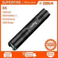 SUPERFIRE Flashlight S5/S5-R5 Mini Portable Flashlight Multimode lighting 220lumens/338lumens rechar