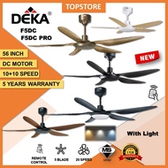 DEKA F5DC PRO 56" DC MOTOR FAN BLACK WHITE OAK 56INCH 5 BLADE 20 SPEED CEILING FAN REMOTE KIPAS SILI