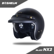 Boshelm Helm Retro Njs Nx2 Hitam Doff Helm Half Face Sni -Termurah