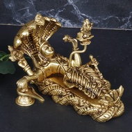 Brass Lord Vishnu Resting On Sheshnaag Vaikunda Perumal Touching Shiva Lingam Brahma  Statue Idol fo