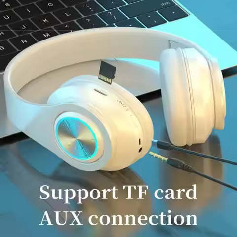Bluetooth Headphones RGB Lighting Noise Cancellation Foldable Headsets Over Ear Stereo HIFI Sports H