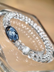 星穹默片 - 彼得石 白水晶算盤珠 銀珠 手鏈手串