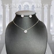 เซทสร้อยจี้ต่างหูรุ่น Lervin ( 10mm ) - เงินแท้ 92.5 ชุบทองคำขาวเกรดพรีเมี่ยม เพชรสวิส100 Hermione Jewelry