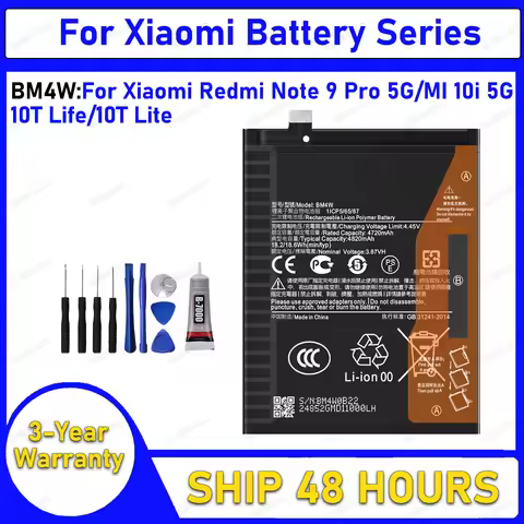 100% New High Quanlity Battery BM4W For XIAOMI REDMI Note 9 Pro 5G/MI 10i 5G/10T Life/10T Lite Batte