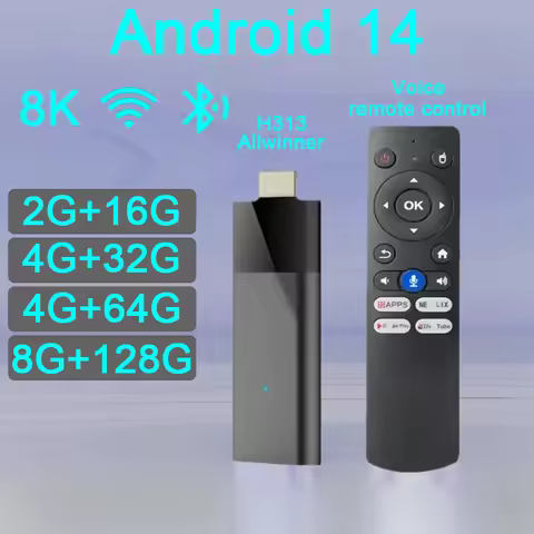 Mini Android TV Stick Q6 Android14 Allwinner H313 4K 8K 2.4G&5G Wifi Cortex-A53 Quad Core 8G RAM 128