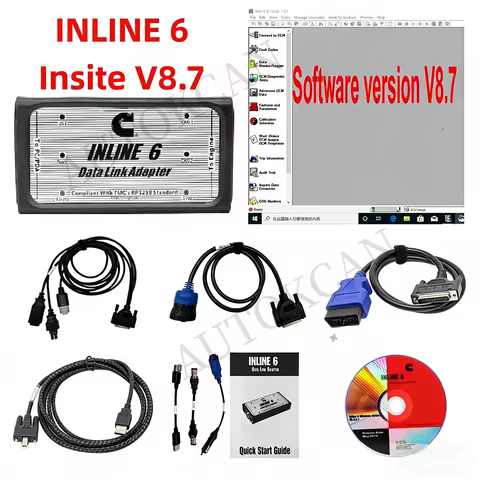 Insite V8.7 For INLINE 6 Data Link Adapter OBD2 Scanner Inline 6 Cum-mins Insite V7.62 Heavy Duty Tr