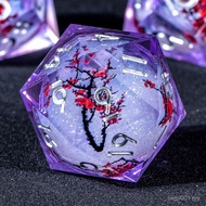 KERWELLSI Core Flower DND Dice Set with Box, 7Pcs Resin Plum Blossom Resin Sharp Edge Polyhedral Dic
