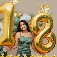 1/2pcs 40 Inch Giant Crown Foil Number Balloons, Gold Color Number Balloons & Mini Gold Crown, Suita