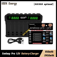 Panasonic Eneloop Pro 1.2V 2550mAh AA OR 950mAh AAA NI-MH Rechargeable Battery And GOX 8-slot LCD Ch