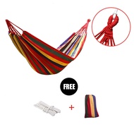 Fitlab Outdoor Rainbow Hammock With Carry Bag Canvas Fabric Hanging Bed Hanging Lazy Chair Portable Durable Camping Backyard Buaian Gantung Tidur - 7345