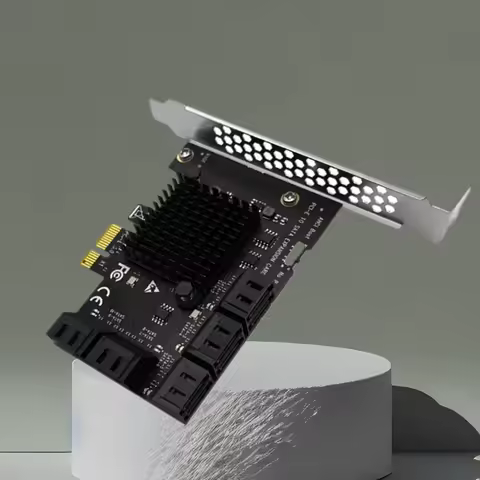 PCIe 1X SATA 3.0 8 Port Expansion Card with AHCI Boot Button PCI-E Controller Card Gen3 6Gbps Suppor