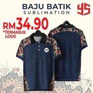 (BATIK01) TSHIRT BATIK BERKOLAR SUBLIMATION SIAP LOGO