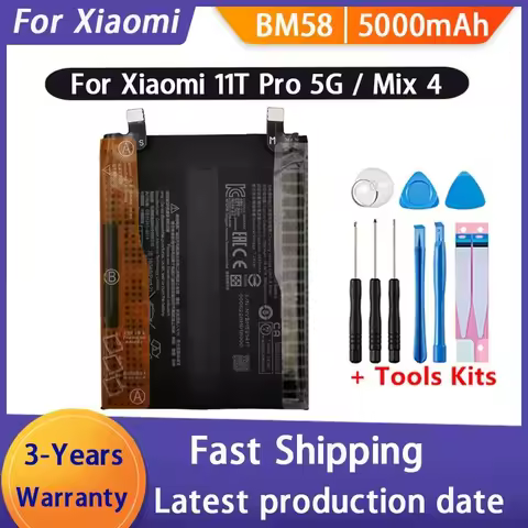 100% New 5000mAh BM58 For Xiaomi 11T Pro 5G Mix 4 Mix4 Battery Cellphone Replacement Batteries Bater