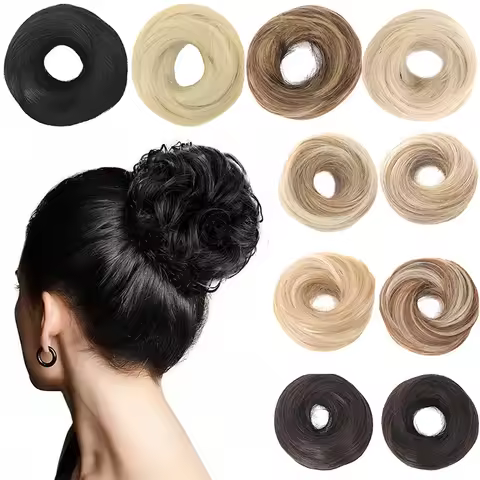 Wig bag fluffy donut natural elastic synthetic fiber package bun head meatball head fake headband