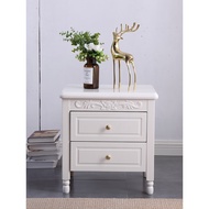 ST-🚢Ecological Ikea European Bedside Table American White Solid Wood Simplicity Modern Bedside Cabinet Bedroom Retro Sto