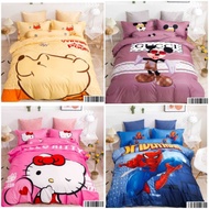 1000TC 5in1 Comforter Set Fitted Bedsheet King Queen Bed Size Cartoon Doraemon Hello Kitty Mickey Mouse Unicorn Bedding