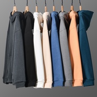 Japanese Retro Loose 600g Heavy Fleece Lining Sweatshirt Men Women Harajuku Style Couple Solid Color