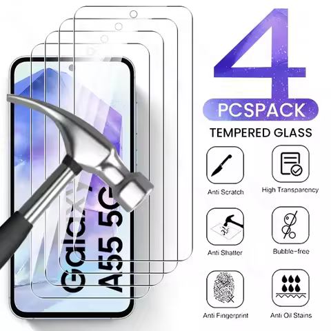 For Samsung Galaxy A55 5G 2024 Glass 4PCS 9H Tempered Glass Full Cover Screen Protector Samsang Sums