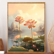 Prosperous Golden Lotus Cross Stitch Material Package 2023 New Style Lotus Precise Print Cross Stitch Set