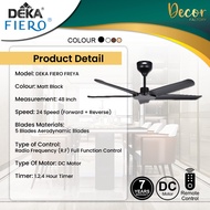 DEKA FIERO Fan FIERO FREYA 48 Inch 5 Blades 24 Speed DC Motor With Remote Control Ceiling Fan Kipas