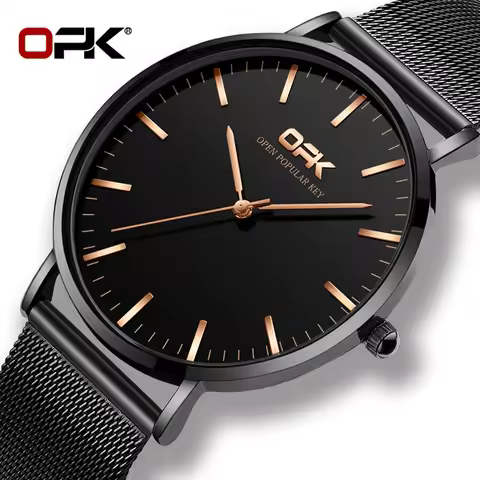 OPK brand mesh belt large three needle men's quartz watch ladies watch digital watch 8101
