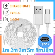 【Ready Stock】1M 2M 3M 5M 8M 10M Long USB Type C Charger Cord USB C Charging Cable Date Cable Compati