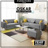 F&amp;F: OSKAR Fabric Canvas Sofa 2+3 Seater Set /2 seater/3seater with [Optional Stool] /1 year Warranty / Sofa Murah OFFer/ Ruang Tamu/ Malaysia