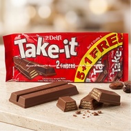 MERAH Delfi Take-it 2finger 5 sachets Red Milk Chocolate Packaging With Crispy Wafers Delfi Take it 