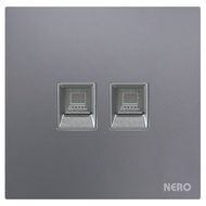 Nero CAT 5e 2 Port Grey Data Outlet Switch - Data Switch, 2 Hole Network Switch Cat 5e Grey Q3LPC2-G