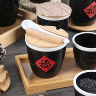 Seasoning Jar Creative Salt Jar Household Kitchen Ceramic Jar with Lid Oil Chili Sauce Jar Ceramic S