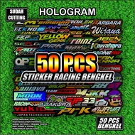 Isi 50 Lembar Sticker Racing Hologram Pelangi Sticker Pack Sticker Sponsor Racing Sticker Motor Stic
