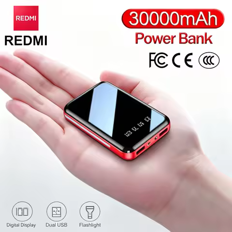 REDMI 50000mAh Mini Power Bank Portable Charger Mirror Screen LED Digital Powerbank External Battery