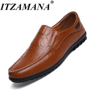 ITZAMANA Summer Real Leather Shoes Outdoor Casual Slip on Mens Shoes