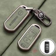 【Logo Buckle】Zinc Alloy Remote Car Key Case Comfortable Leather Key Cover Shell For Mazda BT-50 CX-5