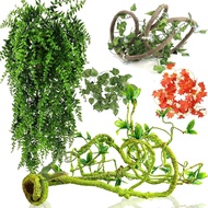 Grddaef Reptile Vines Plants for Terrarium, Flexible Vines Jungle Climbing Branch with Leaves Tank D