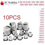 10PCS SMD Electrolytic Capacitor 6.3V 10V 16V 25V 35V 50V 63V 100V 400V 22 33 47 100 220 330 470 560