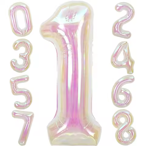 40Inch Laser Number 1 Balloon Foil Ballon Iridescent Digital Birthday Party Birthday Decoration Supp