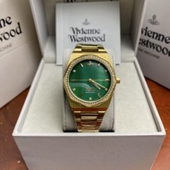 Vivienne Westwood Octagonal Angle Outer Disc Green Diamond Watch 34mm Box