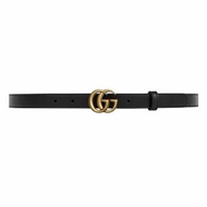 全新GUCCI女士幼皮帶70/65/80碼 寬2-3CM 409417 AP00T 1000 黑色光滑牛皮/雙G復古金扣 #BRAND NEW #香榭站正品