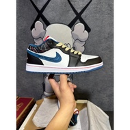 Long-Term Stable Supply First Layer AJ1 Low-Top White Black Round Toe Lace-Up Brushed Rubber Built-I