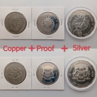 (1Set3pcs) Copper+Proof+Silver Commemorative Coins 1Ringgit+25Ringgit 1957-1982 25 Tahun Kemerdekaan