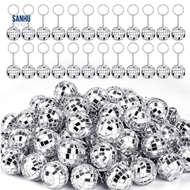 50Pcs Mini Disco Ball Keychain, Mirror Disco Ball Bulk Keyring Party Favors for 70s 80s Disco Party 